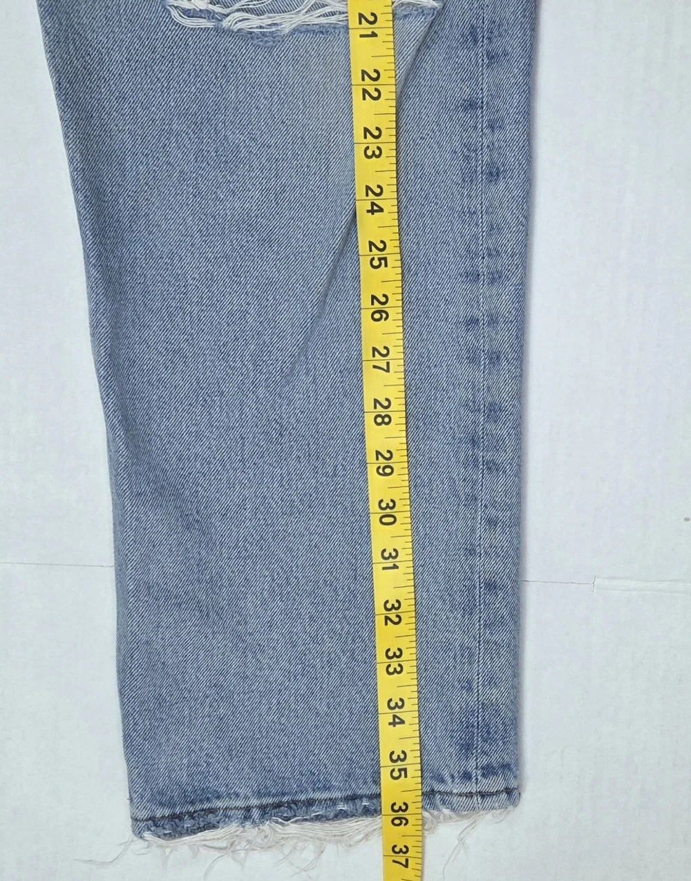 Agolde Womens 90s Crop Mid Rise Loose Straight Jeans Size 27 Echo Distressed